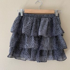 EUC H&M Tiered Ruffle Mini Skirt Black White 0/2